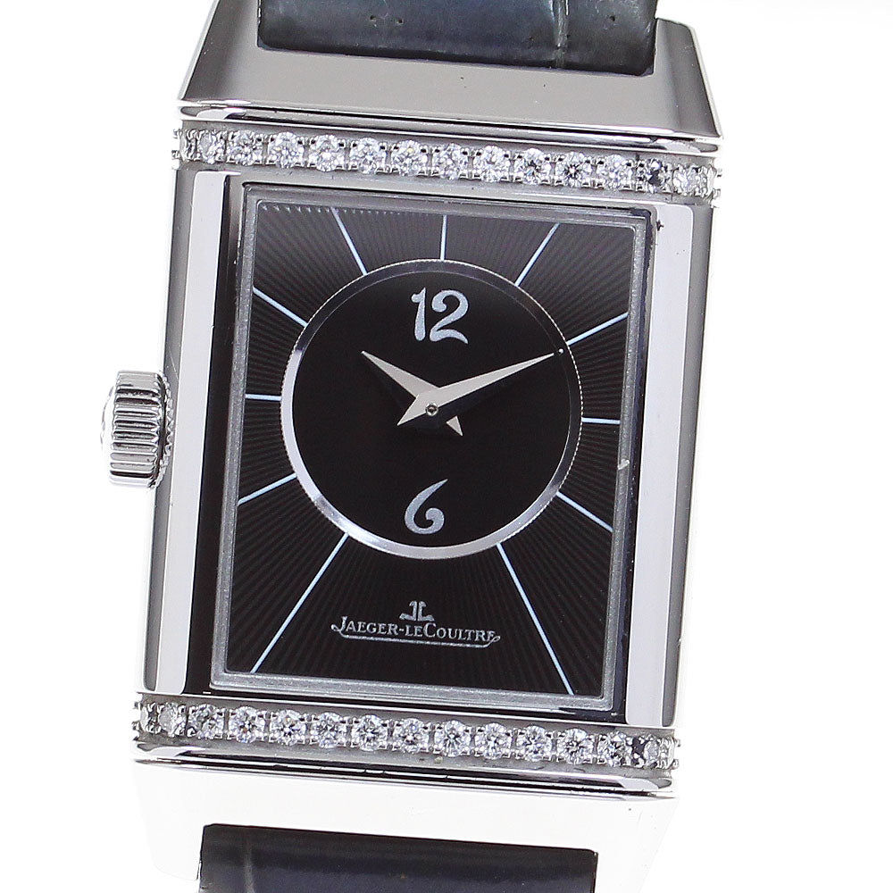 JAEGER-LECOULTRE Reverso Classic Medium Duet Q2668432 diamond Silver / Black Dial Hand Winding Ladies Watch_819683