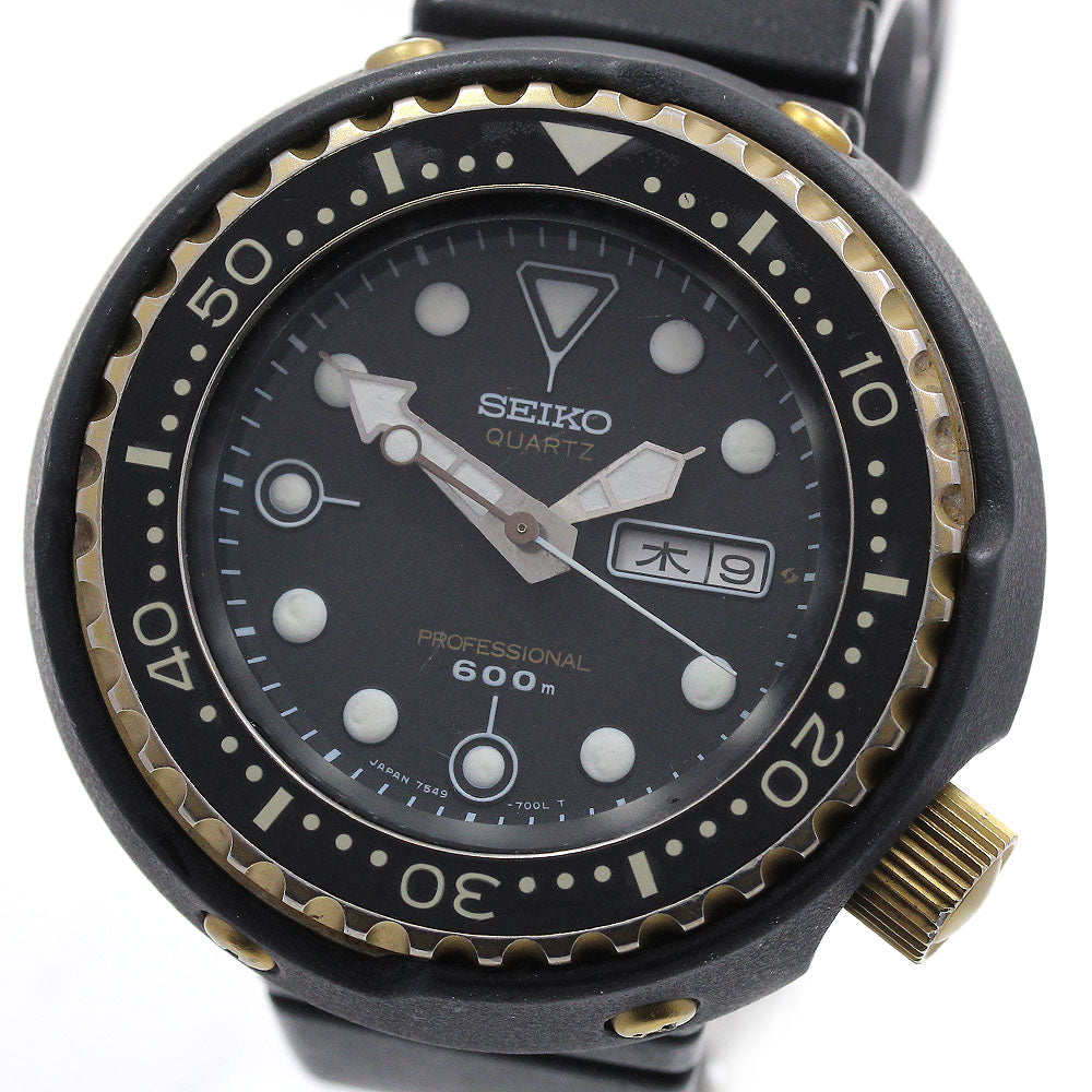 SEIKO Prospex Scuba 600 7549-7009 Day date black Dial Quartz Men's Watch_820172