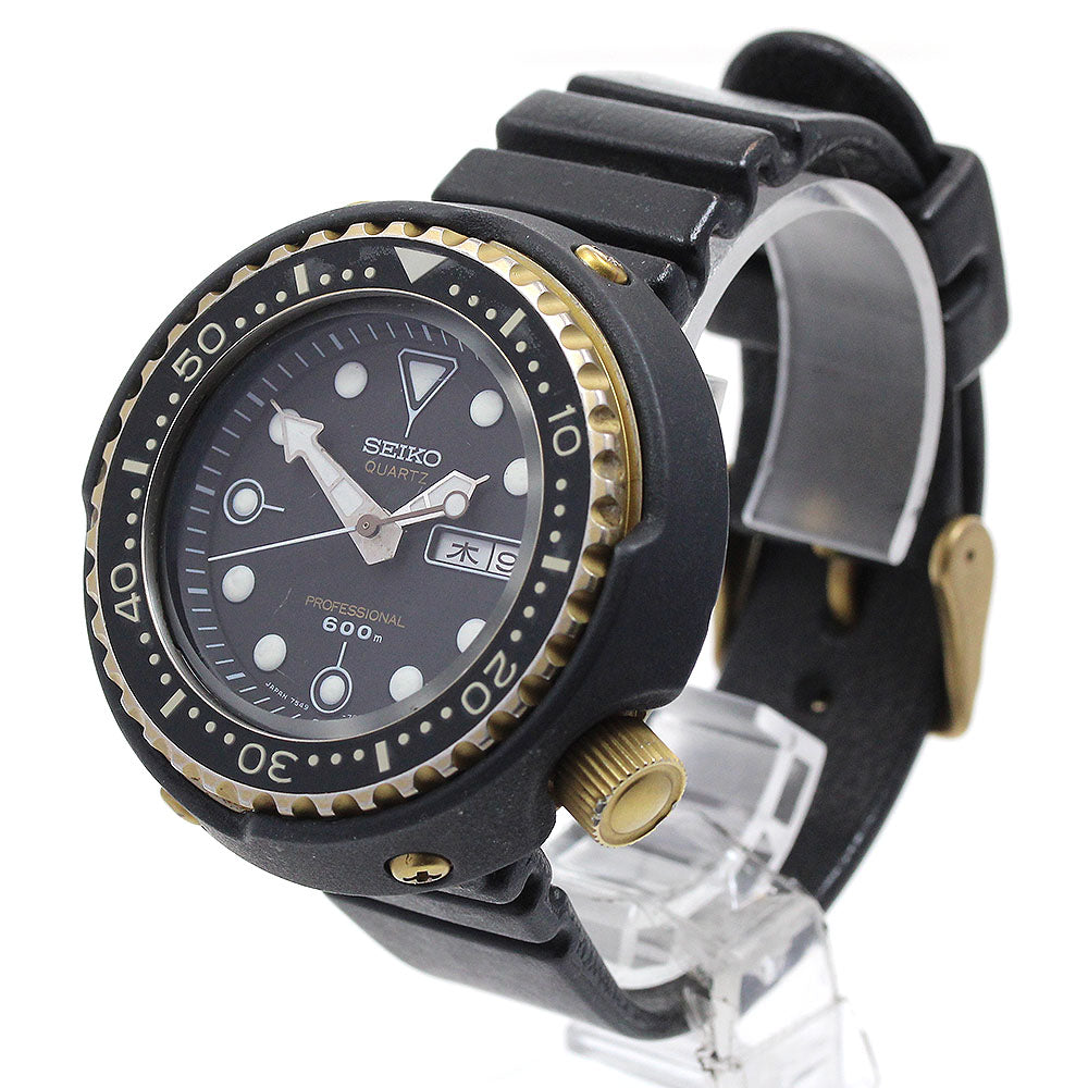SEIKO Prospex Scuba 600 7549-7009 Day date black Dial Quartz Men's Watch_820172