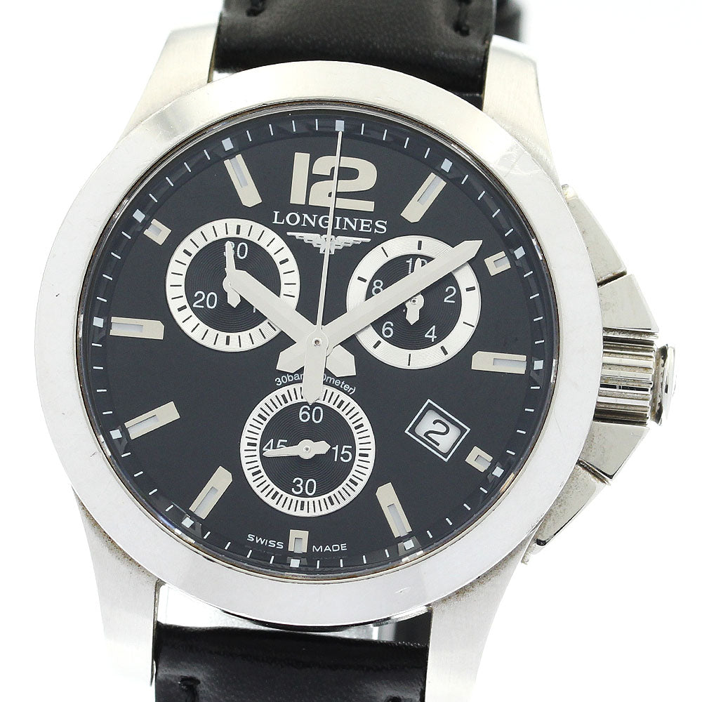 LONGINES Conquest L3.279.4 Chronograph black Dial Quartz Men's Watch_820645