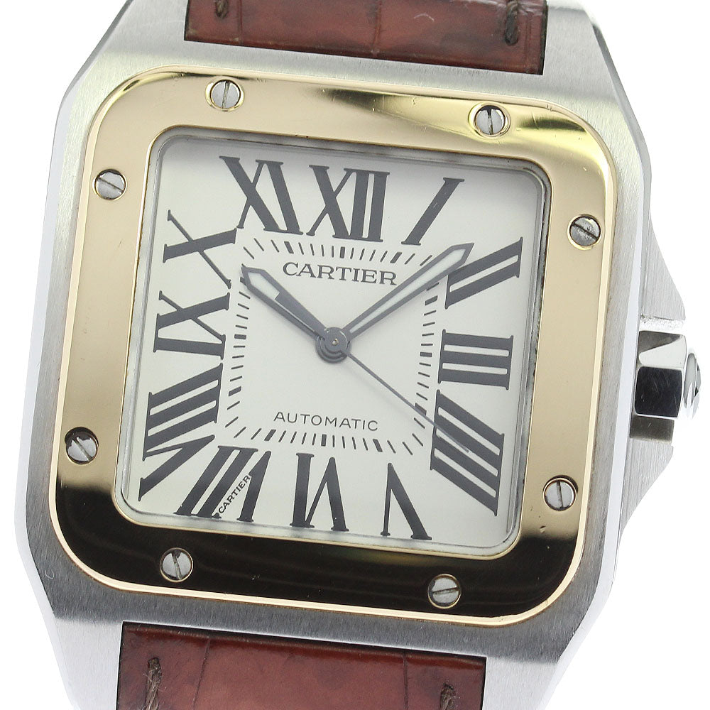 CARTIER Santos 100 LM W20072X7 K18YGBezel Silver Dial Automatic Men's Watch_820807