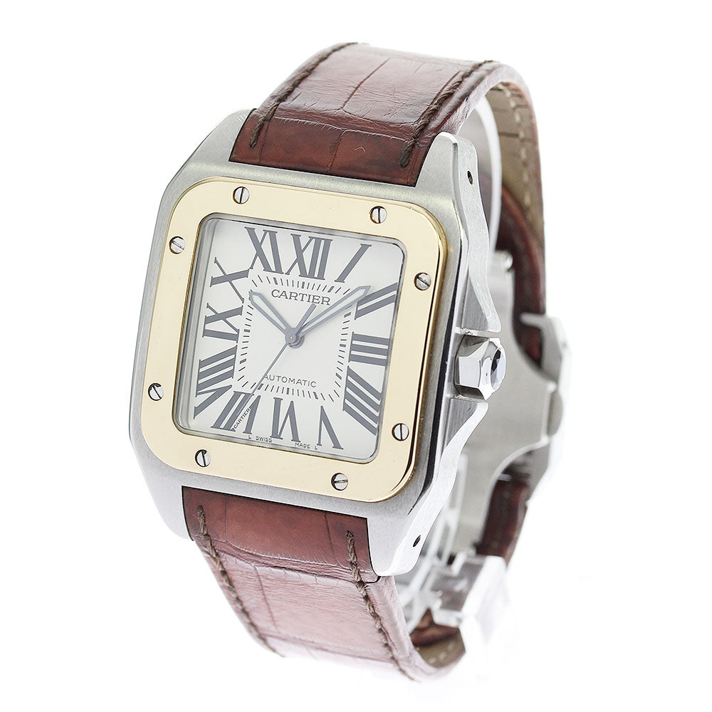 CARTIER Santos 100 LM W20072X7 K18YGBezel Silver Dial Automatic Men's Watch_820807