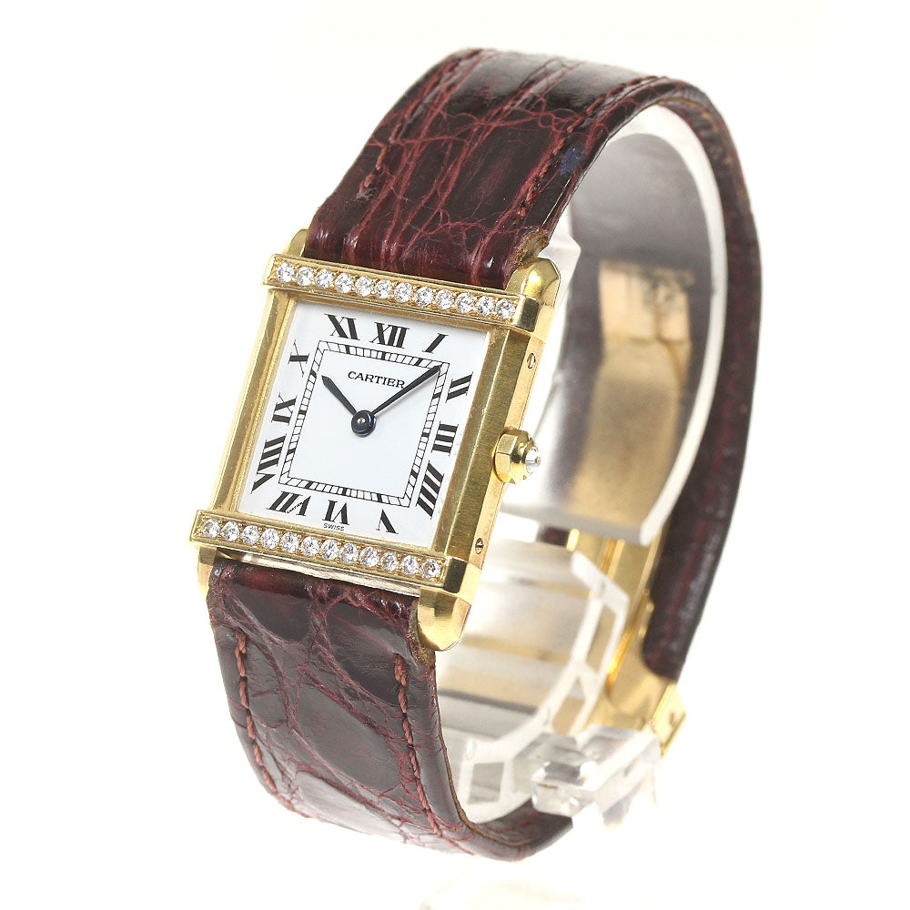 CARTIER Tank Sino wards K18 YG diamond White Dial Quartz Ladies Watch_820862