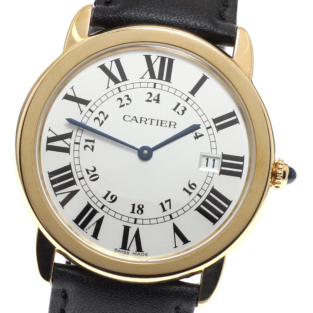 CARTIER Rondo Solo LM W6700455 K18YG date Silver Dial Quartz Men's Watch_820940