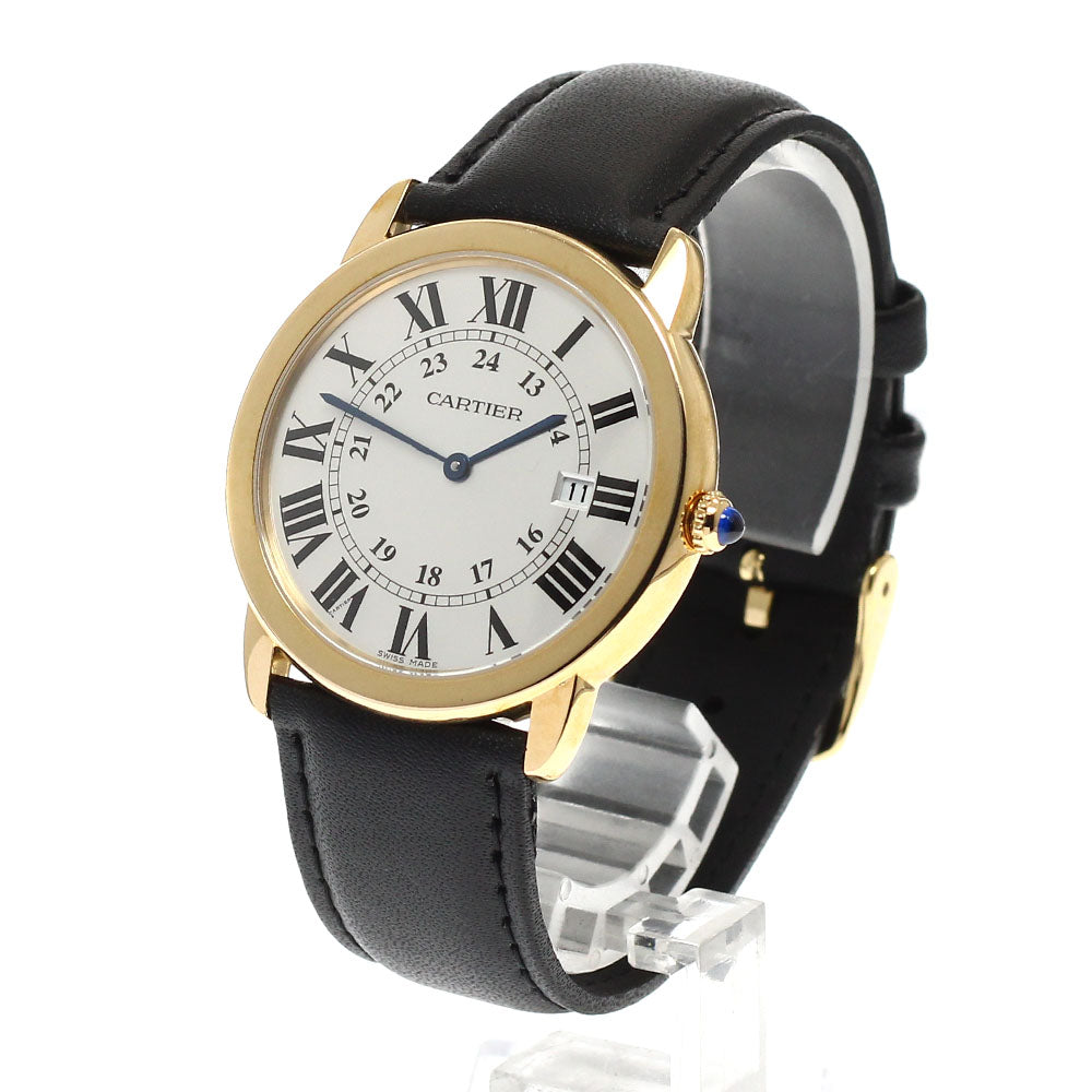 CARTIER Rondo Solo LM W6700455 K18YG date Silver Dial Quartz Men's Watch_820940