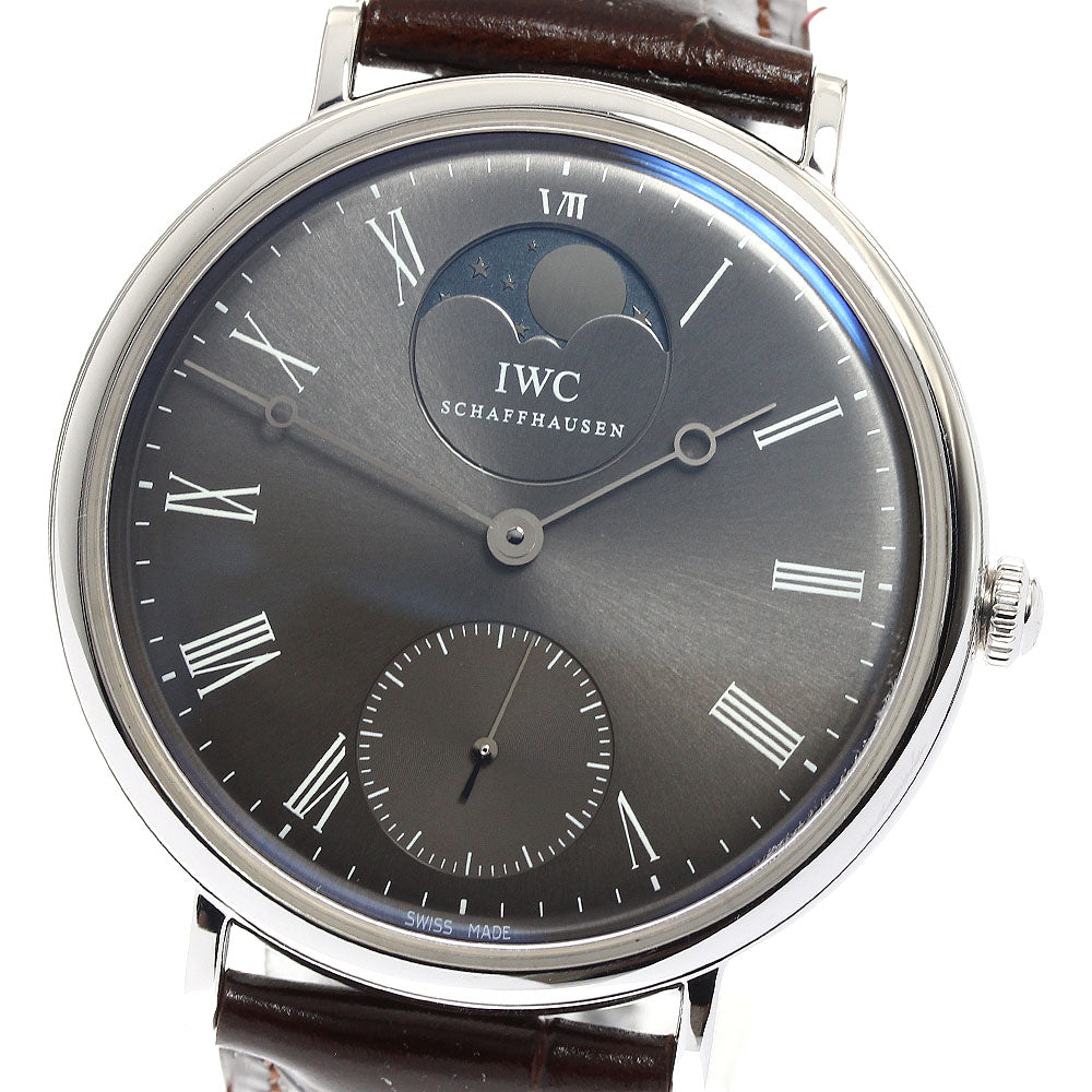 IWC SCHAFFHAUSEN Vintage Portofino IW544804 K18WG Moon Phase gray Dial Hand Winding Men's Watch_821043