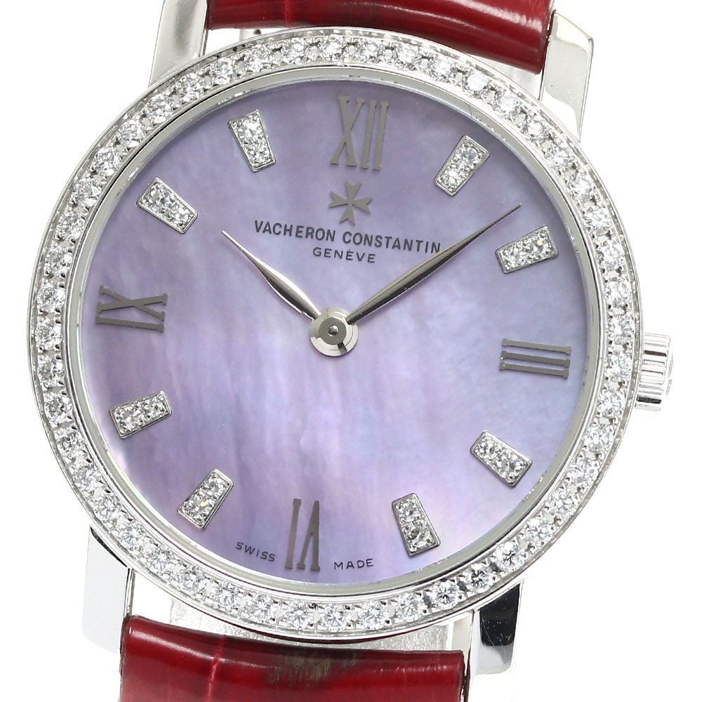 VACHERON CONSTANTIN Traditional 25562 K18WG index diamond Pink shell Dial Quartz Ladies Watch_821054