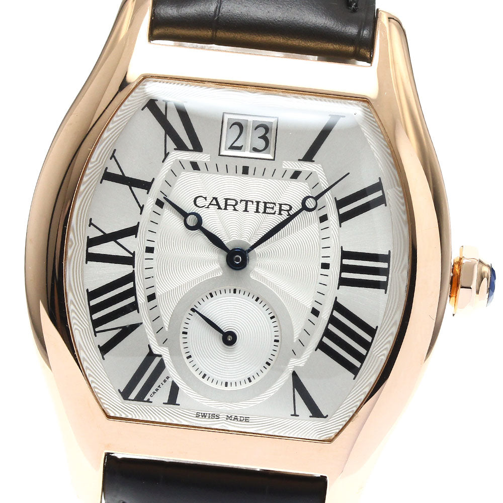 CARTIER Tortue XL W1556234 K18PG Large Date Silver Dial Hand Winding Men's Watch_821079
