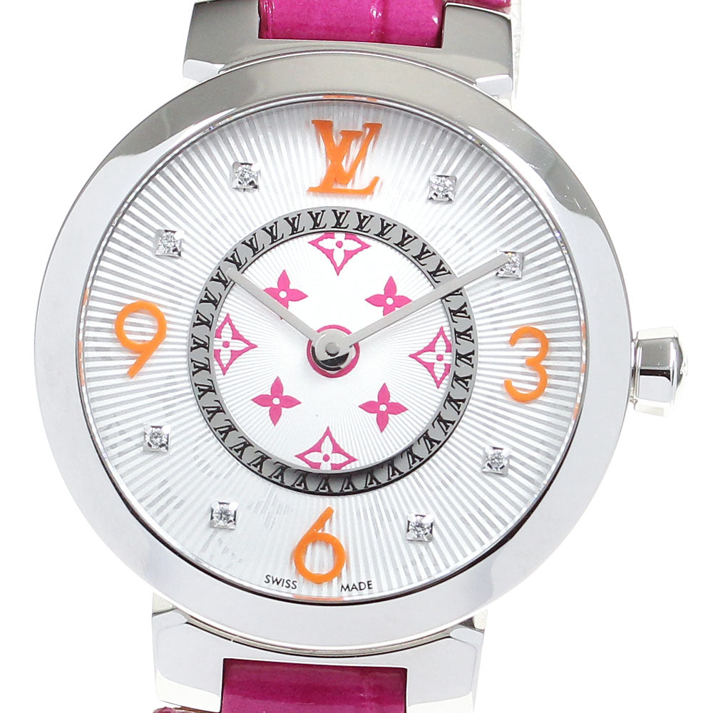 LOUIS VUITTON Tambour Slim MM QA146 8P diamond Silver Dial Quartz Ladies_821186