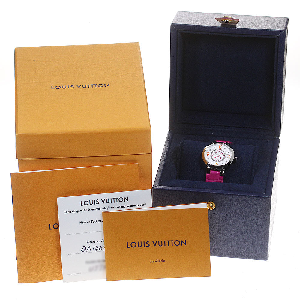 LOUIS VUITTON Tambour Slim MM QA146 8P diamond Silver Dial Quartz Ladies_821186