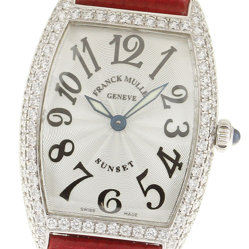 FRANCK MULLER Tonneau Curvex Sunset 1752QZ K18WG after diamond bezel Silver Dial Quartz Ladies Watch_821215