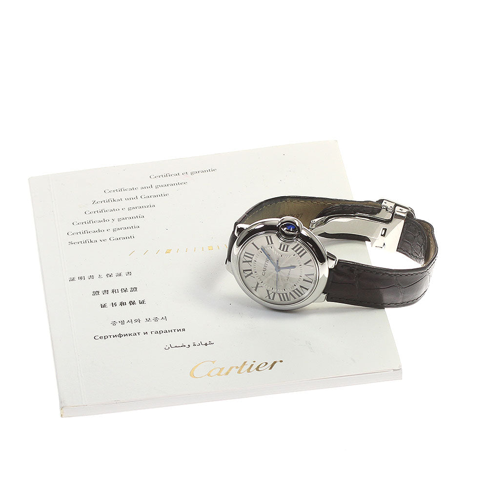 CARTIER Baron Blue 36mm W69017Z4 Silver Dial Automatic Boy's Watch_821246