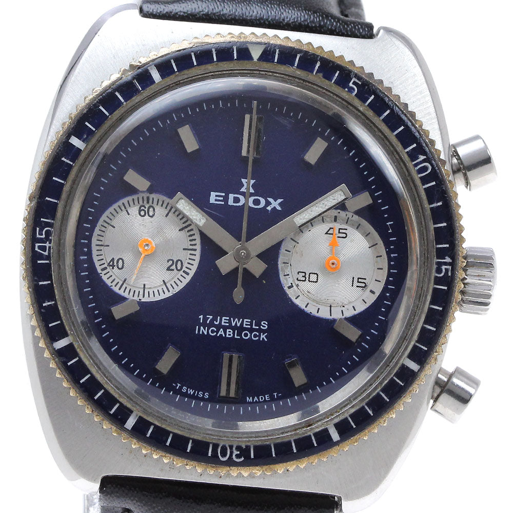 EDOX Chronograph cal.7733 Blue Dial Hand Winding Men's Watch_821344