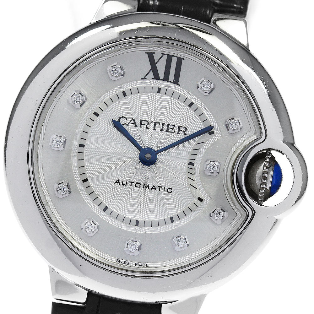 CARTIER Baron blue W4BB0009 11P diamond Silver Dial Automatic Ladies Watch_821719