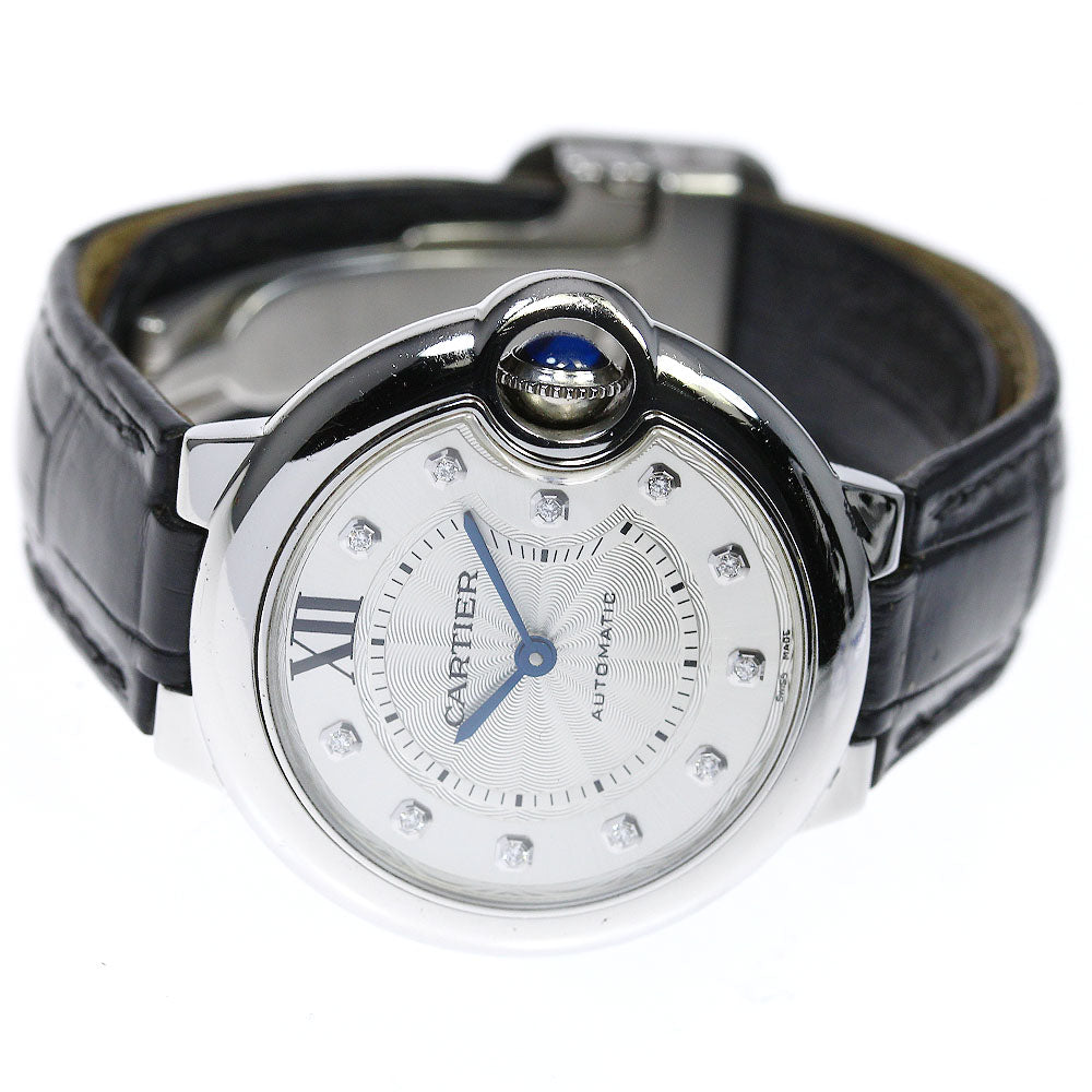 CARTIER Baron blue W4BB0009 11P diamond Silver Dial Automatic Ladies Watch_821719