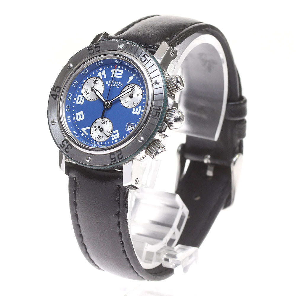 HERMES Clipper CL2.317 Date Chronograph blue Dial Quartz Boy's Watch_821854