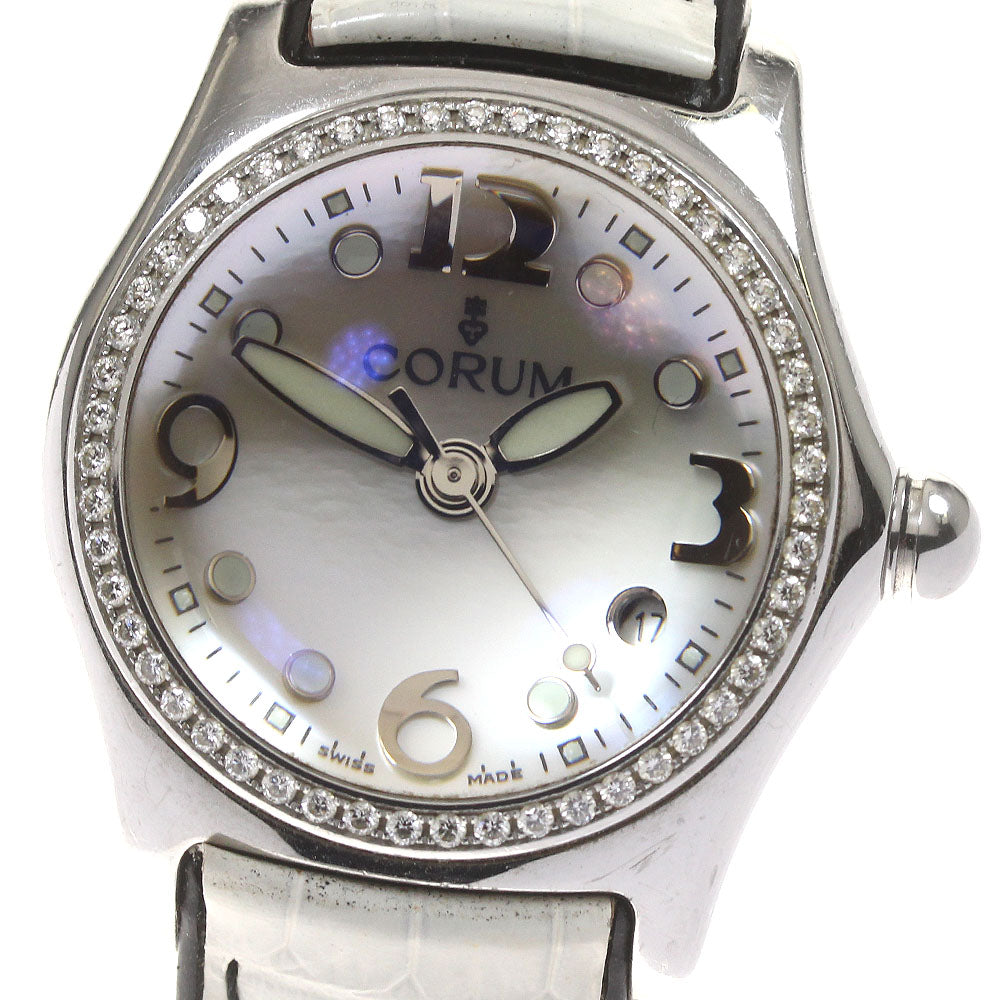 CORUM bubble 39.151.47 diamond bezel date White shell Dial Quartz Boy's Watch_822004