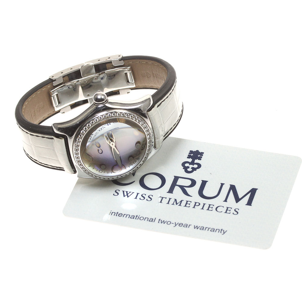 CORUM bubble 39.151.47 diamond bezel date White shell Dial Quartz Boy's Watch_822004