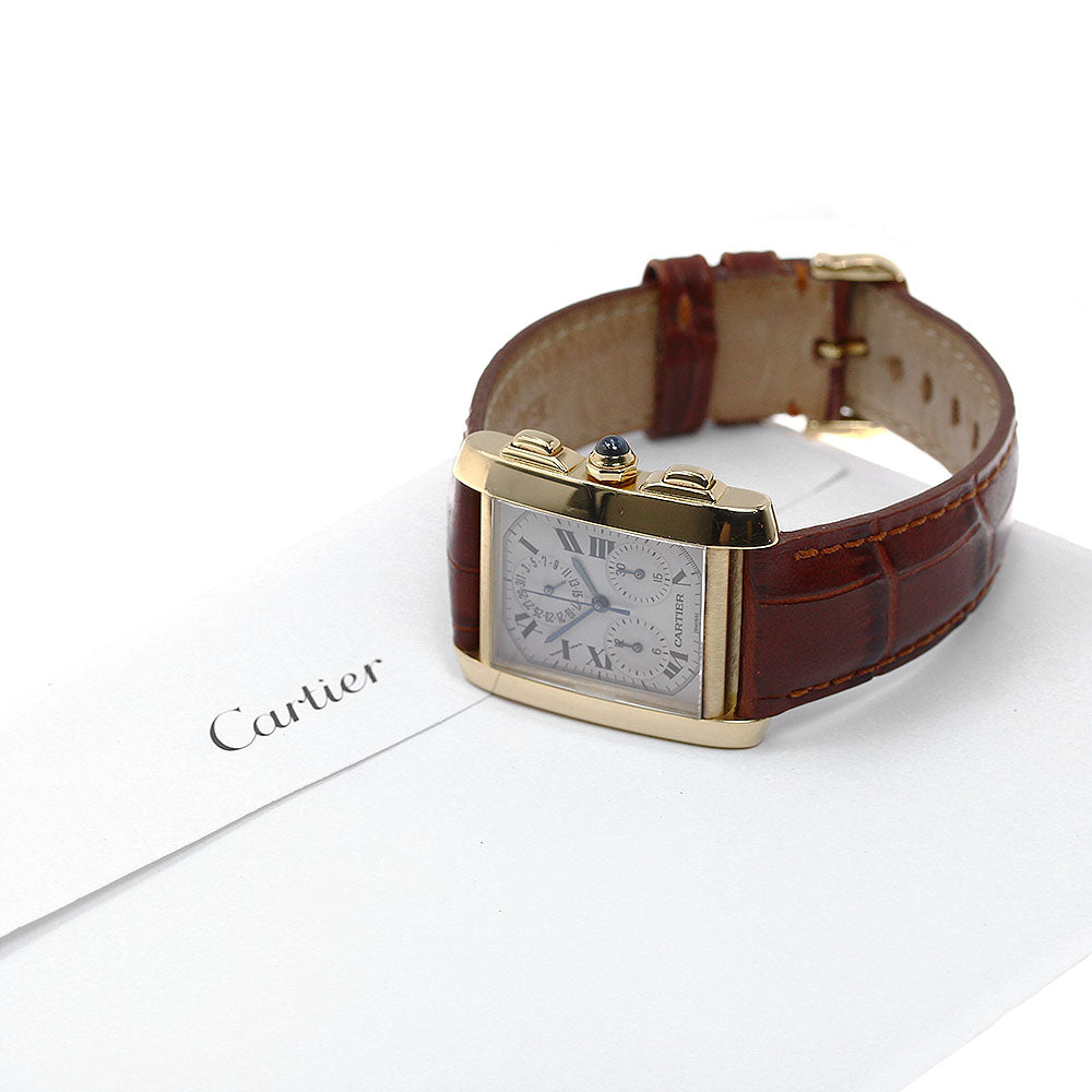 CARTIER Tank Francaise LM Chronoriflex W5000556 18K Yellow Gold beige Dial Quartz Men's Watch_822744