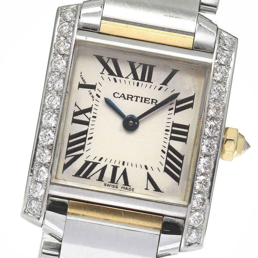 CARTIER Tank francaise SM W51007Q4 After diamond bezel beige Dial Quartz Ladies Watch_822759