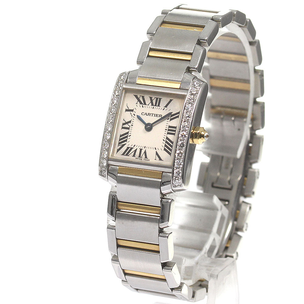 CARTIER Tank francaise SM W51007Q4 After diamond bezel beige Dial Quartz Ladies Watch_822759