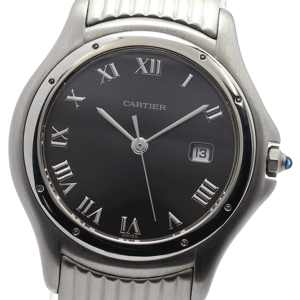 CARTIER PANTHERE Cougar LM Date black Dial Quartz Boy's Watch_822773
