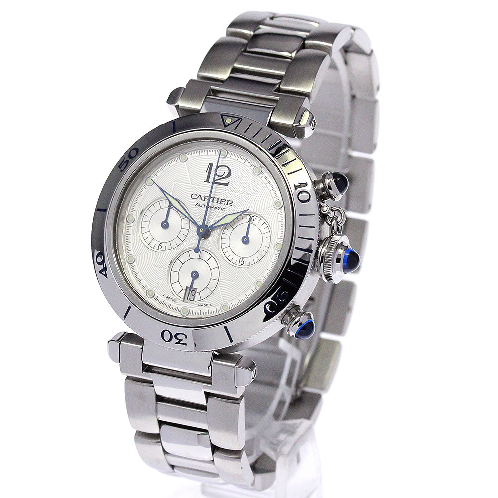CARTIER Pasha 38mm W31030H3 Chronograph Silver Dial Automatic Men's Watch_822885