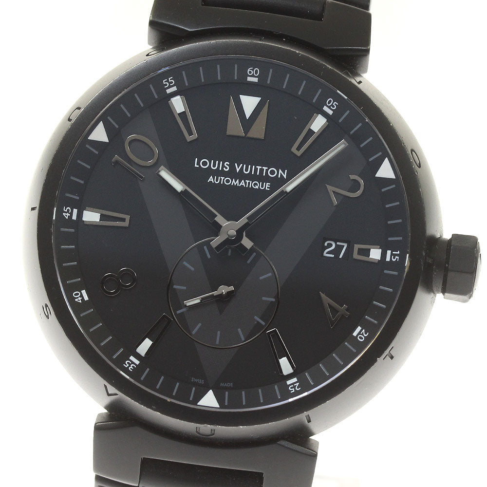 LOUIS VUITTON Tambour all black Q1D22 Date black Dial Automatic Men's_822893