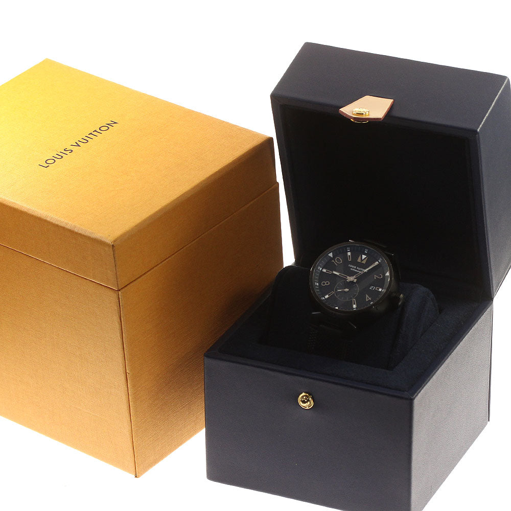 LOUIS VUITTON Tambour all black Q1D22 Date black Dial Automatic Men's_822893
