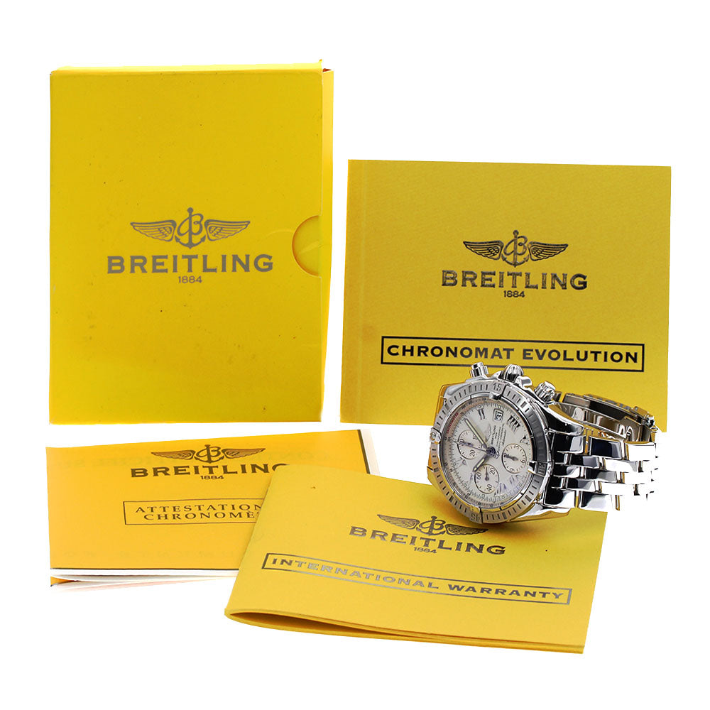 BREITLING Chronomat Evolution A13356 Date Silver Dial Automatic Men's_823009