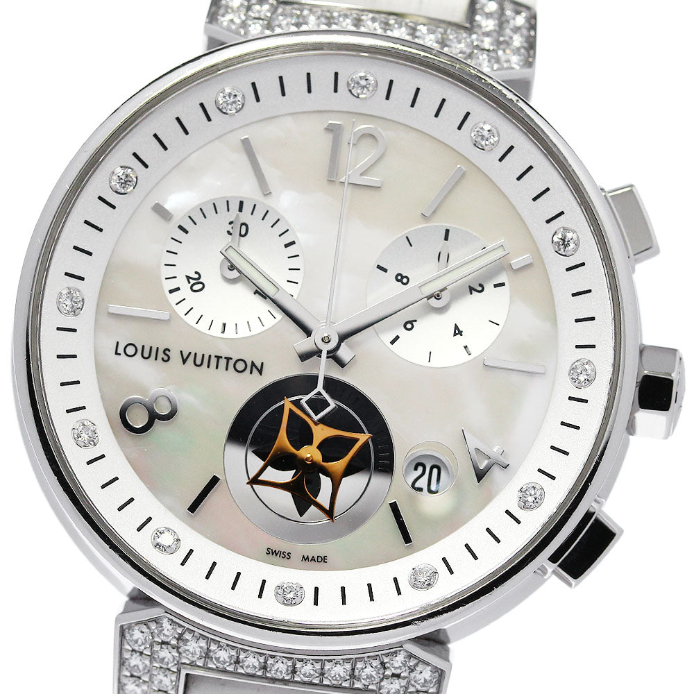 LOUIS VUITTON Tambour Moon Star MM Blanche Q8H00 12P lug diamond Boy's_823042