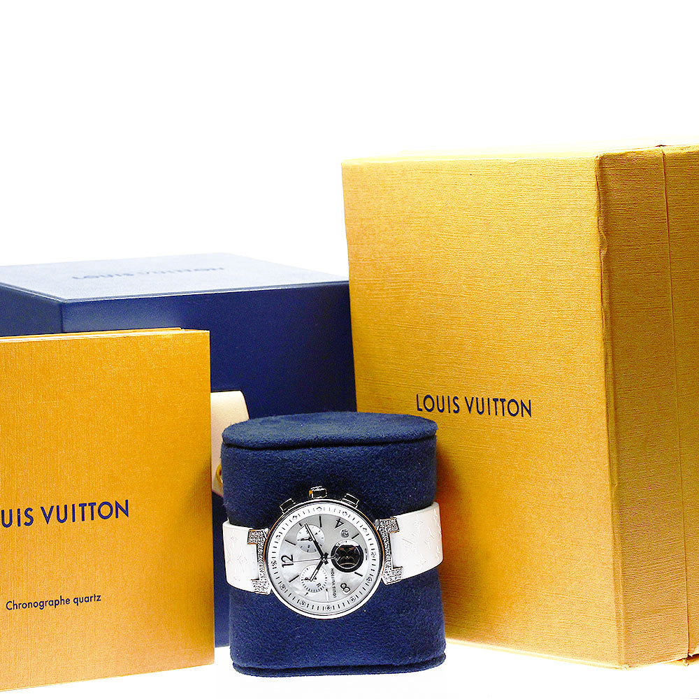 LOUIS VUITTON Tambour Moon Star MM Blanche Q8H00 12P lug diamond Boy's_823042