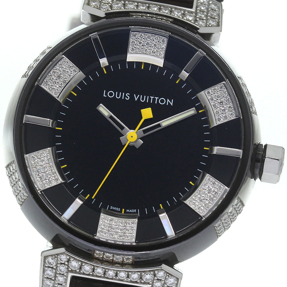 LOUIS VUITTON Tambour in Black Diamon Q131Q diamond Quartz Boy's_823105