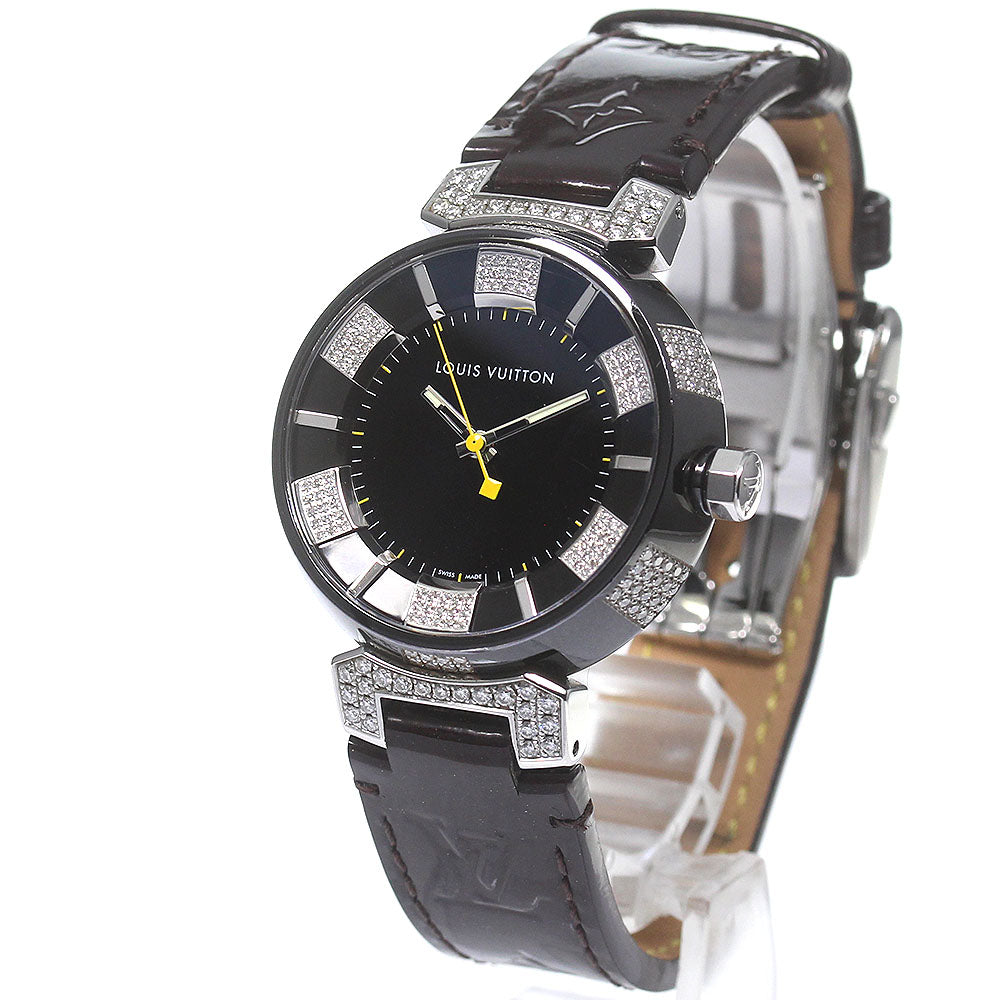 LOUIS VUITTON Tambour in Black Diamon Q131Q diamond Quartz Boy's_823105