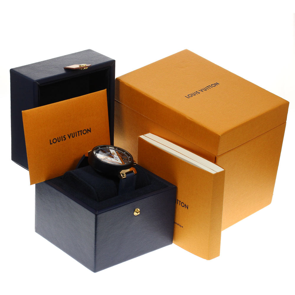 LOUIS VUITTON Tambour Damier Cobalt QA090 Chronograph Automatic Men's_823275