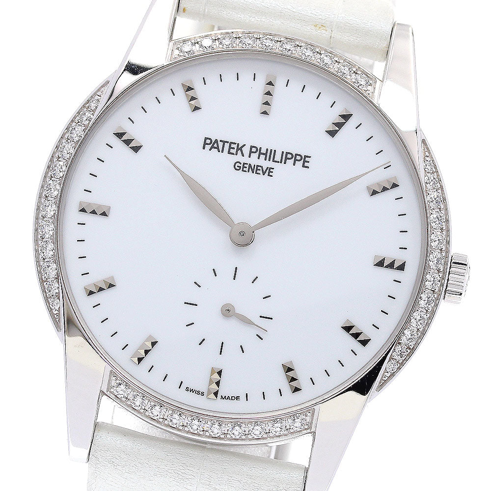 PATEK PHILIPPE Calatrava 7122/200G K18WG diamond bezel Ladies Watch_823383