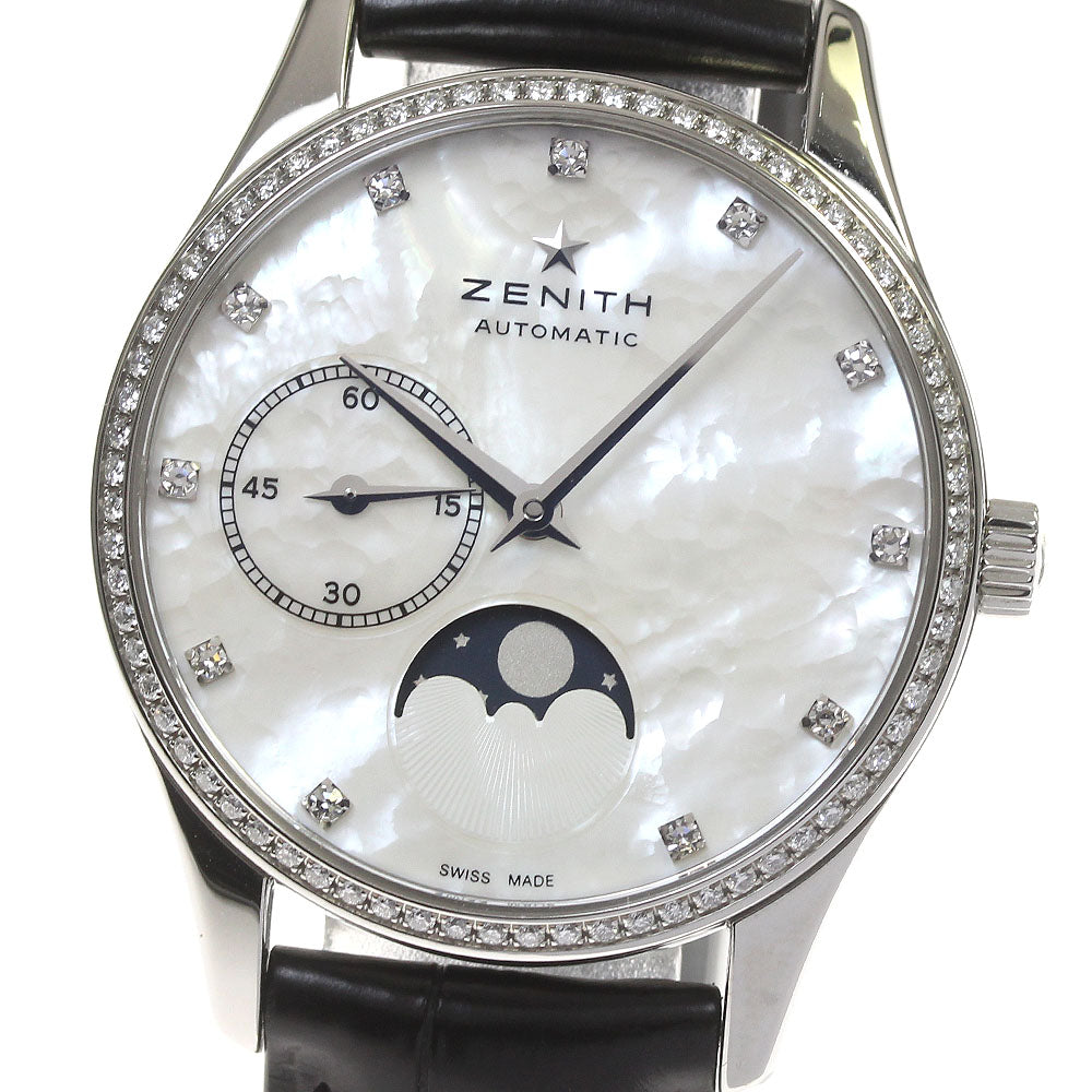ZENITH Class Elite Ultra Thin 16.2310.692 Moon Phase Diamond White shell Dial Automatic Ladies Watch_823399