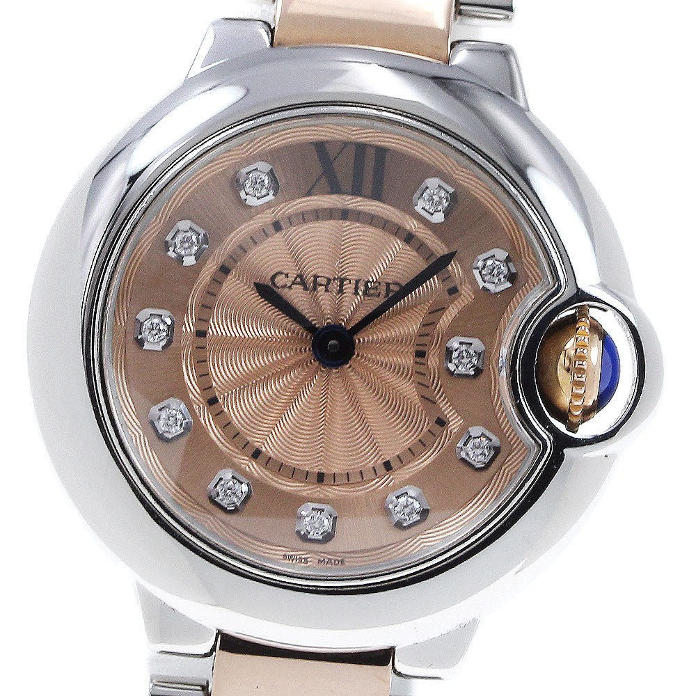 CARTIER Baron blue SM WE902052 K18PG 11P Orange Dial Quartz Ladies_823486