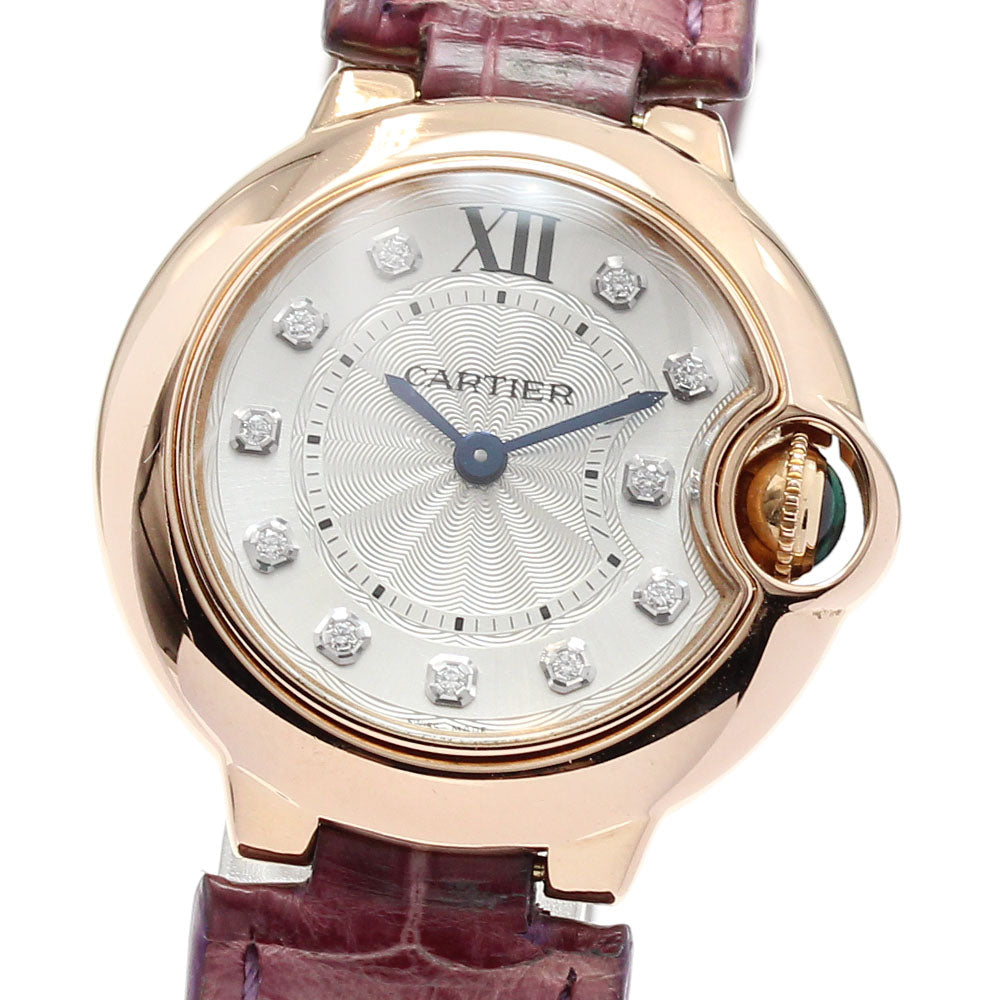 CARTIER Baron blue WJBB0019 11P Diamond K18PG Silver Dial Quartz Ladies Watch_823487