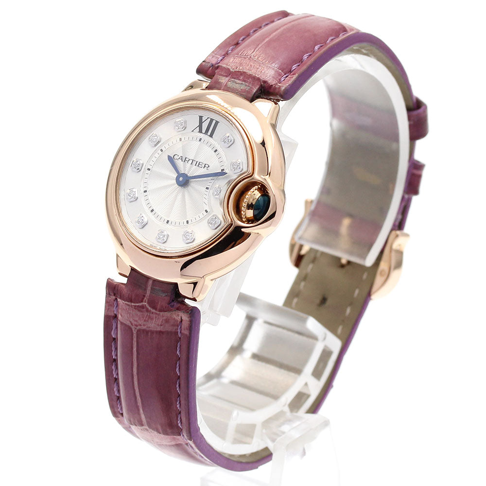 CARTIER Baron blue WJBB0019 11P Diamond K18PG Silver Dial Quartz Ladies Watch_823487