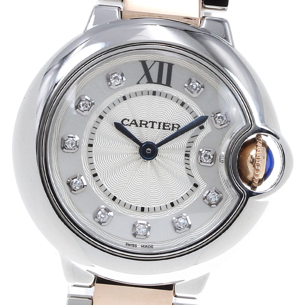 CARTIER Baron blue SM WE902030 K18PG2 11P diamond Quartz Ladies_823488