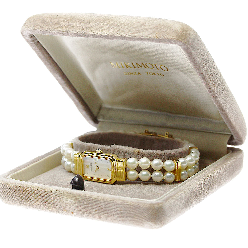 MIKIMOTO 552-1720 Pearl Bracelet White shell Dial Quartz Ladies Watch_823664