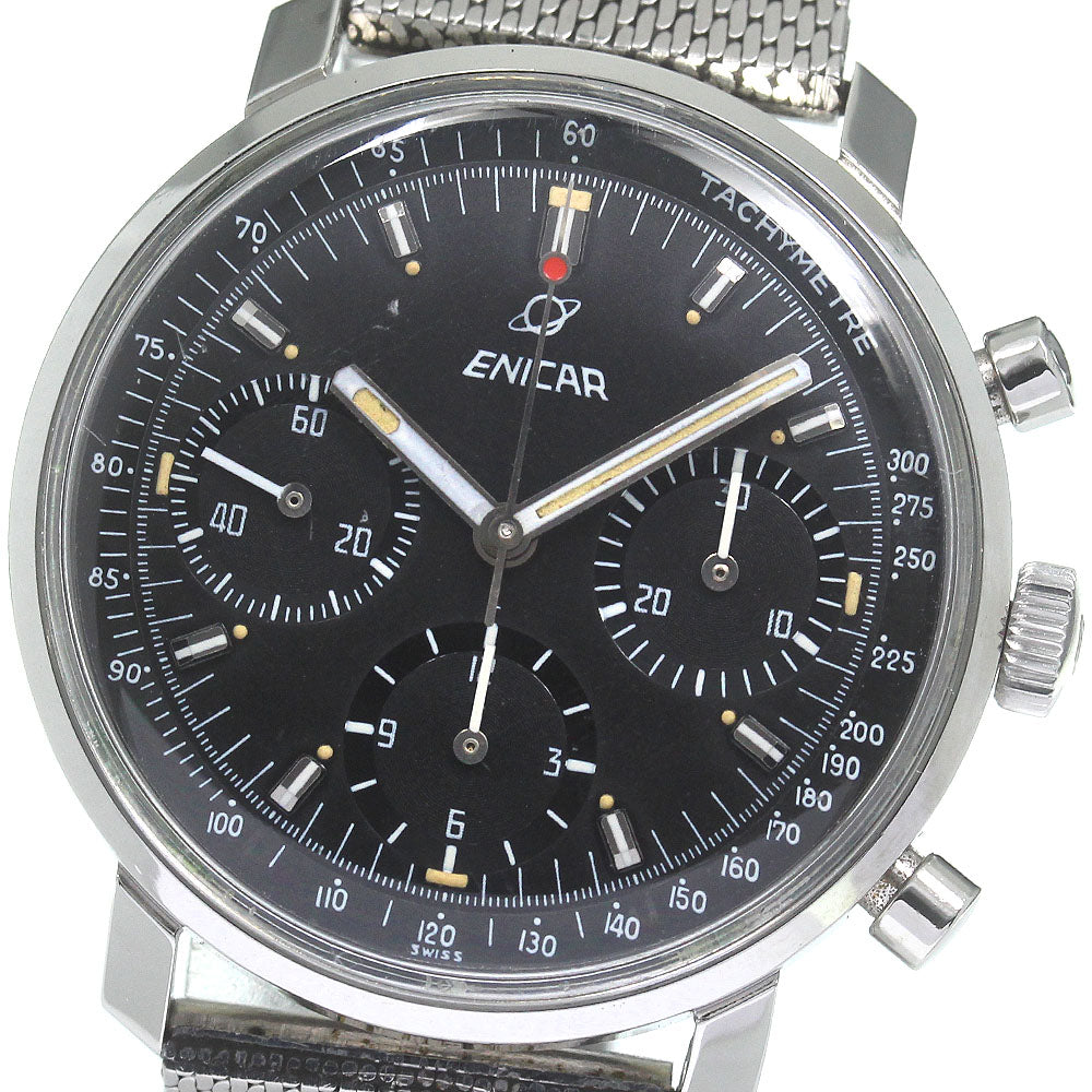ENICAR Ultrasonic 072-01-01 Chronograph black Dial Hand Winding Men's Watch_823683