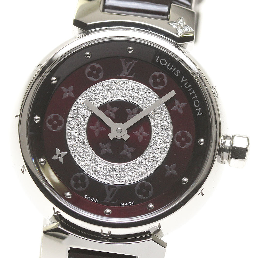 LOUIS VUITTON Tambour Disc PM Q121U Diamond Red Dial Quartz Ladies Watch_823705