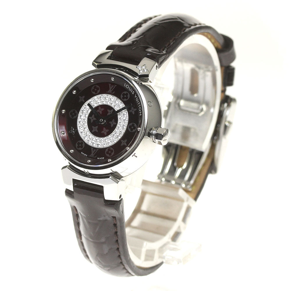 LOUIS VUITTON Tambour Disc PM Q121U Diamond Red Dial Quartz Ladies Watch_823705