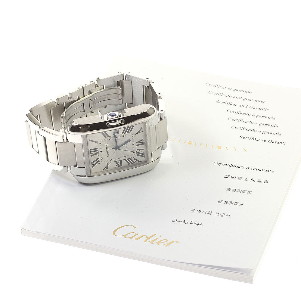 CARTIER Tank Anglaise XL W5310008 Date Silver Dial Automatic Men's Watch_823859