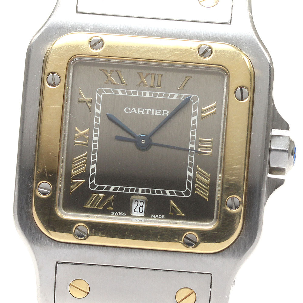 CARTIER Santos Galbe LM W20030C4 YG2 tone date gray Dial Quartz Men's Watch_823924
