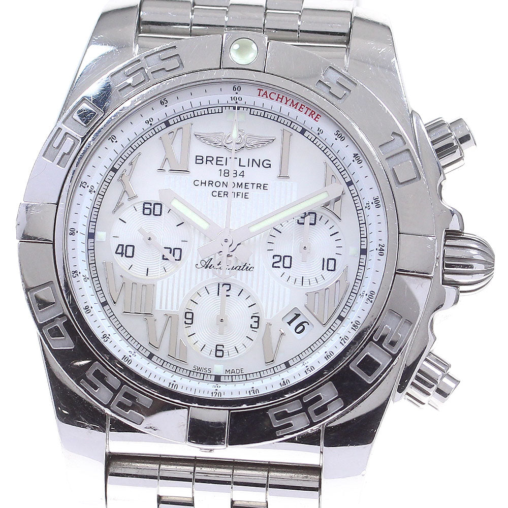 BREITLING Chronomat 44 AB0110 Date White shell Dial Automatic Men's Watch_823975