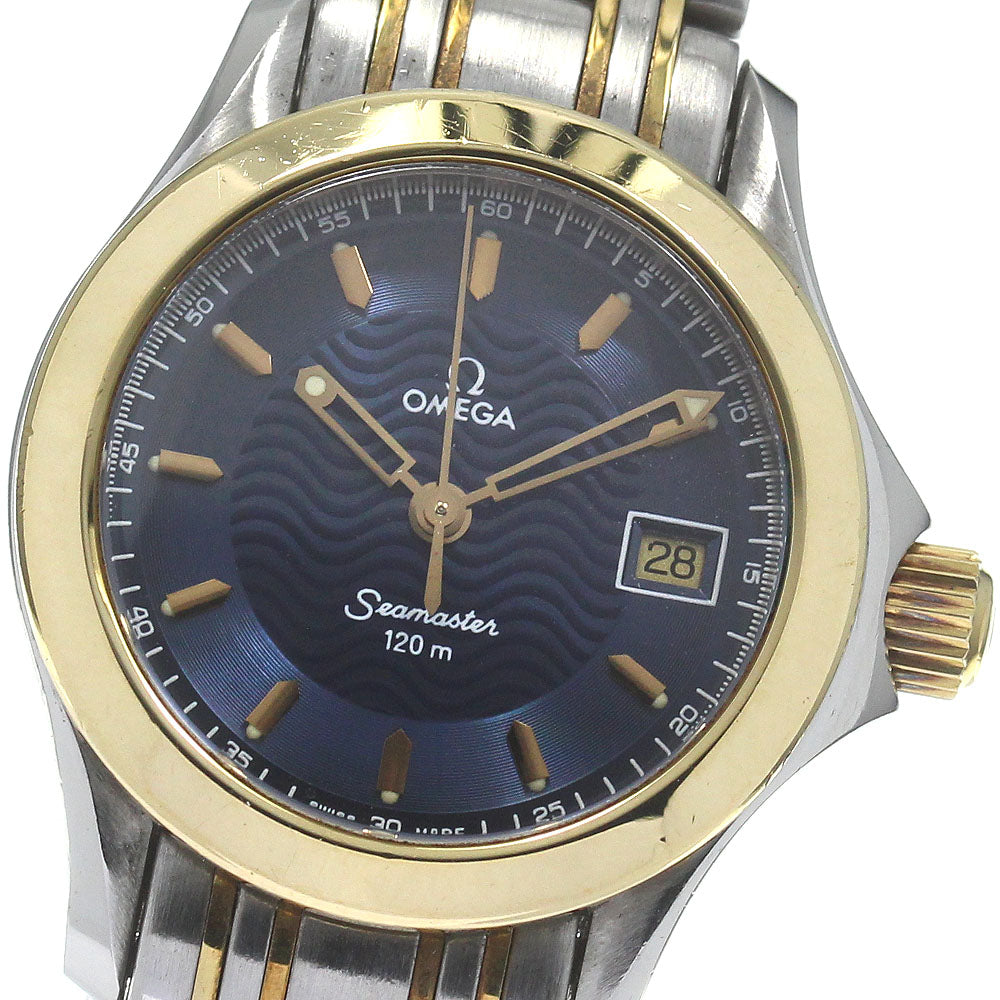 OMEGA Seamaster120 2381.81 Date Navy Dial Quartz Ladies Watch_824130