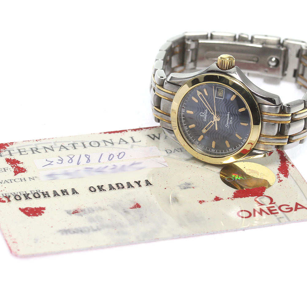 OMEGA Seamaster120 2381.81 Date Navy Dial Quartz Ladies Watch_824130